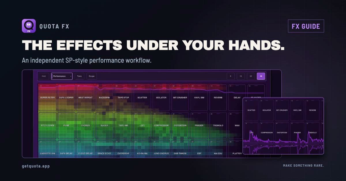 Quota FX Chomp performance controls with a close view of the effect surface.