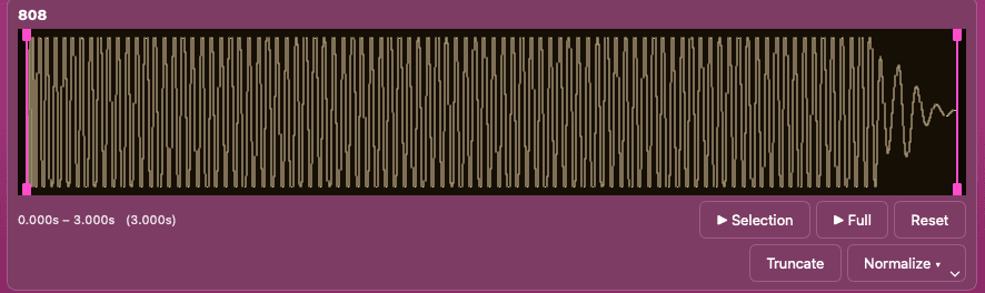 The built-in waveform editor — trim, truncate, and normalize without touching your originals