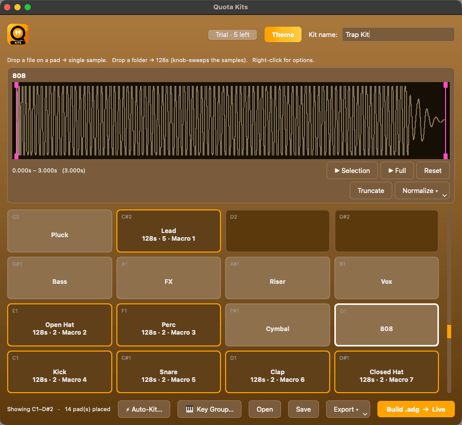 Quota Kits — Gold theme