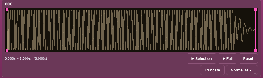 The built-in waveform editor — trim, truncate, and normalize without touching your originals