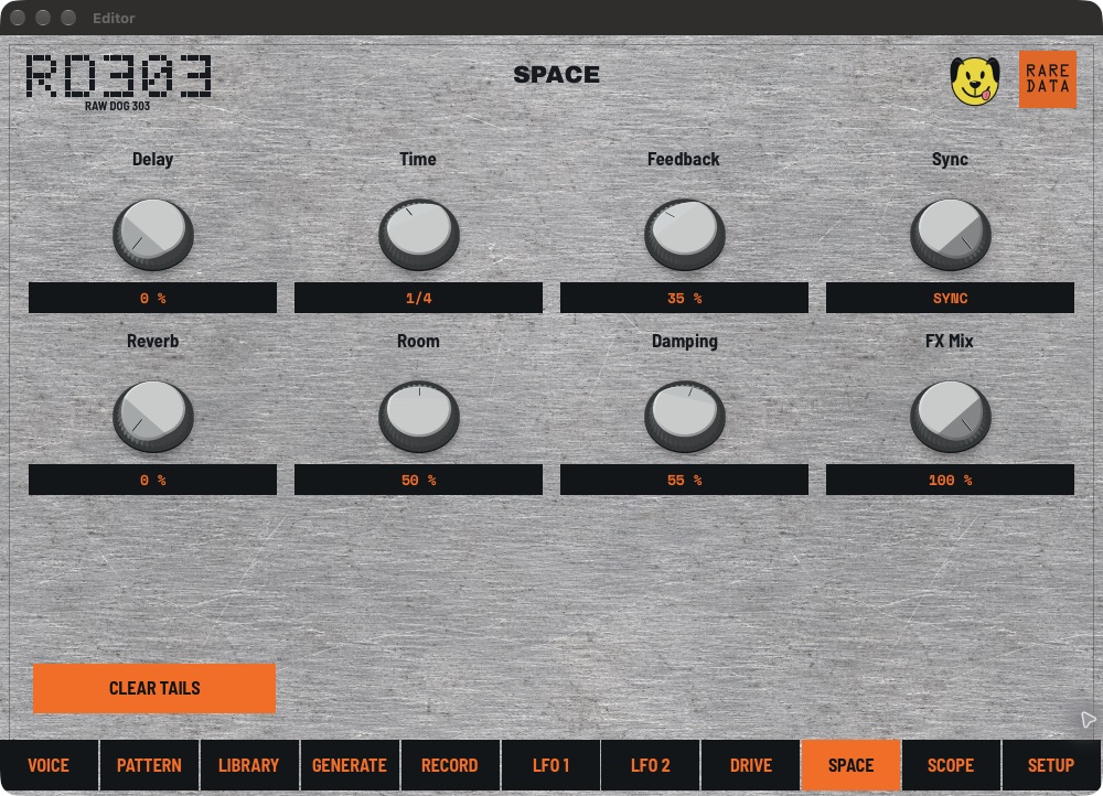 RD303 Delay and reverb in the macOS VST3 interface